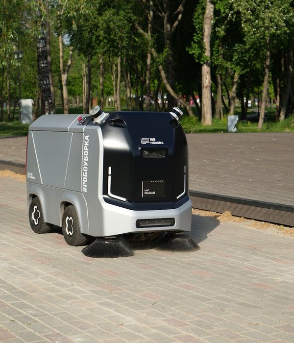 Modern automated warehouse with robotic systems and conveyor belts